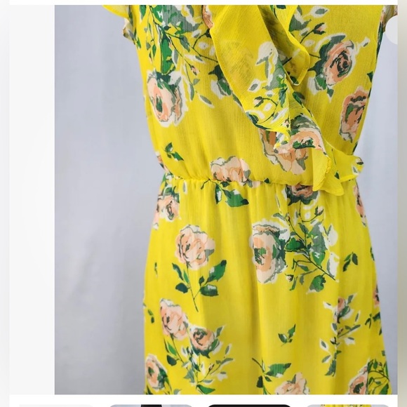 AEROPOSTALE SMALL summer dress YELLOW FLORAL RUFFLED ELASTIC WAIST SIZE SMALL - Picture 8 of 11